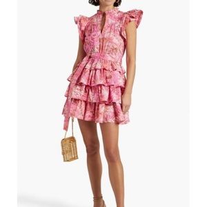 Ulla Johnson Pink Lulua Ruffled Printed Cotton-poplin Mini Dress
